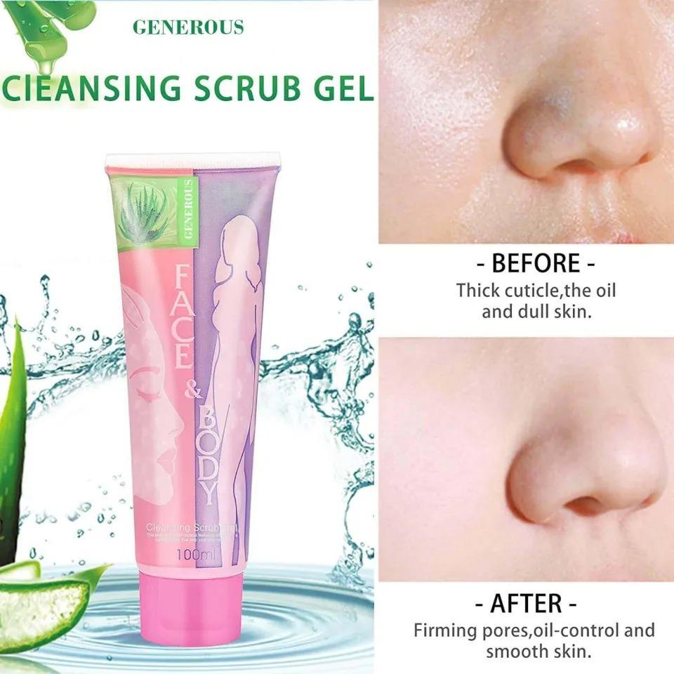 Face and body scrubbing gel 100ml with aloe vera, vitamins and glycerin