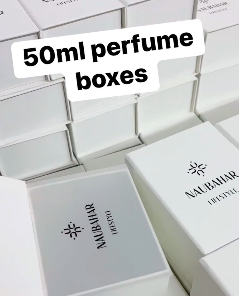 50ml Perfume Boxes with Naubahar Lifestyle custom logo printing