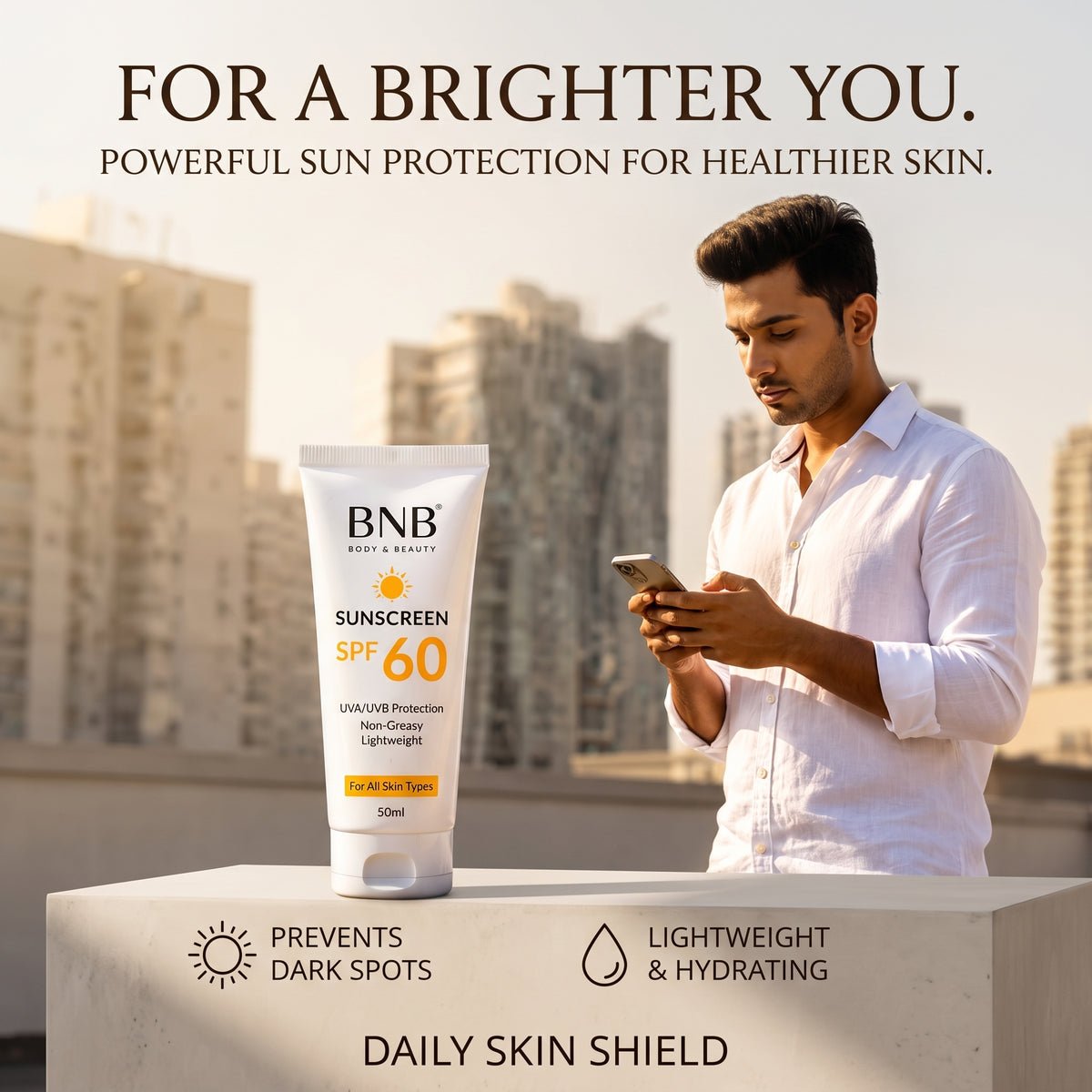 BNB Premium Sunblock SPF 60 Cream for All Skin Types – 120ml