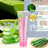Face and body scrubbing gel tube with before and after skincare demonstration