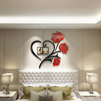 Heart-shaped rose wall art size diagram showing 26 inches wide and 20 inches high