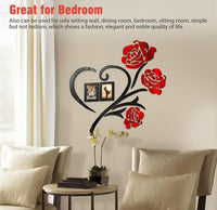 Heart and rose photo frame wall art displayed on a living room wall