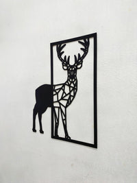Modern Deer Wall Art Black MDF 15.5 x 16 in