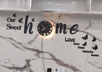 Our Sweet Home wall clock displayed above a television