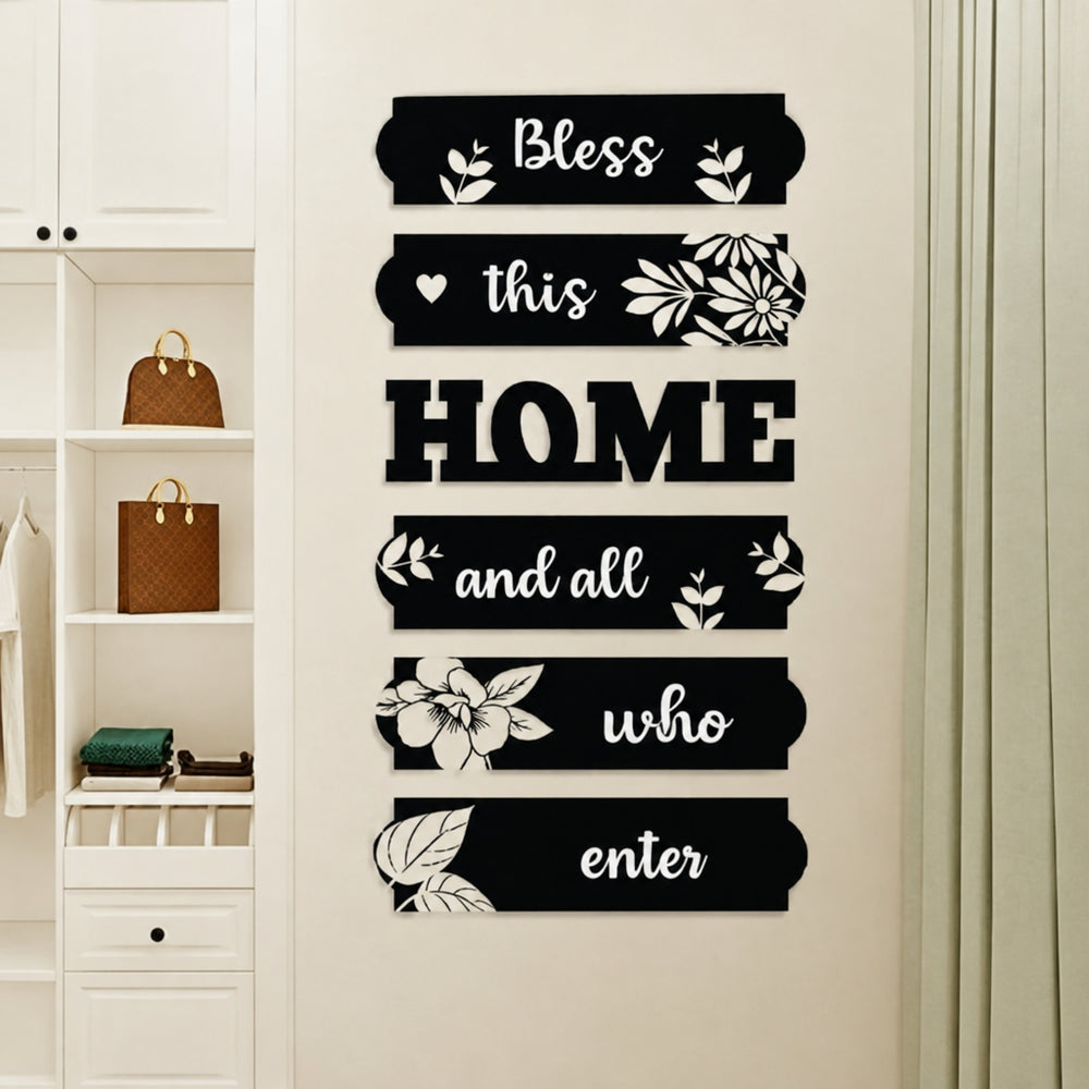 "Bless This Home" 6-Piece Wooden Wall Sign Set