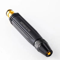 Black and gold adjustable garden hose nozzle on white background