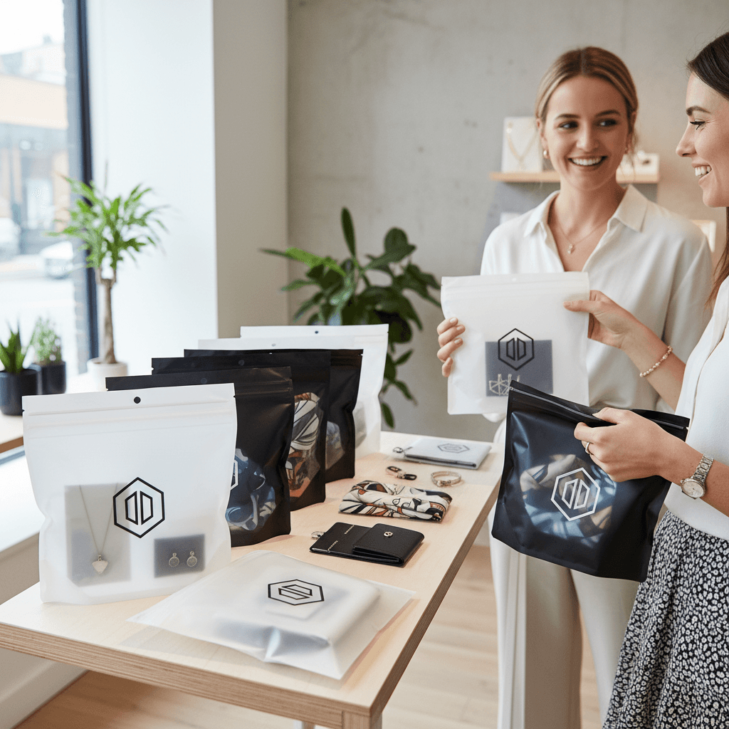 Branded zip lock bags used for retail product packaging