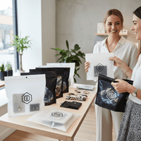 Branded zip lock bags used for retail product packaging