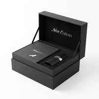 Black perfume box open closed luxury matte packaging