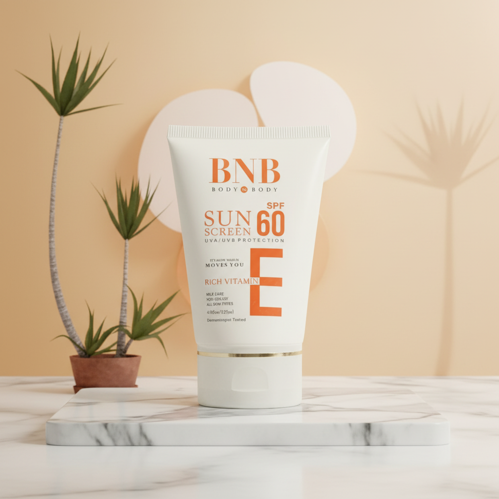 BNB Sunscreen lifestyle shot with plants
